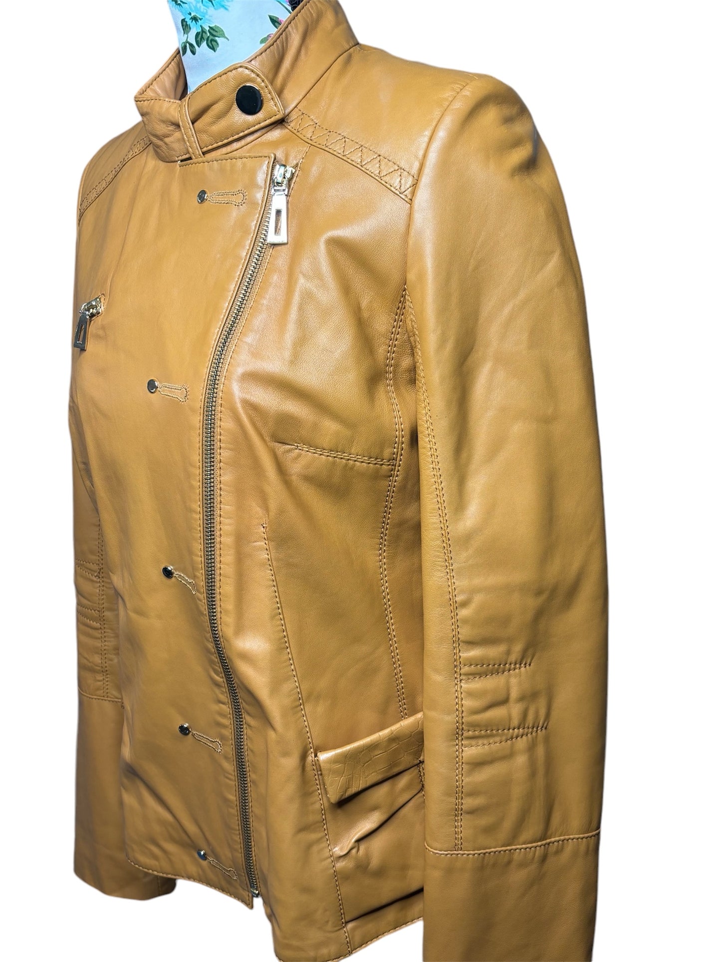 Crossi Yellow Turkish Leather Jacket Sz- M