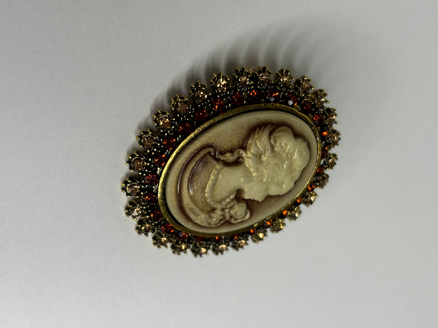 Brown & Gold Cameo Brooch