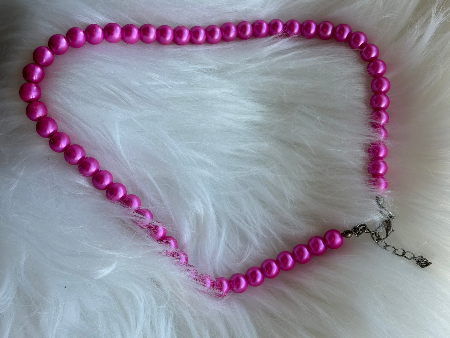 #0005  Hot Pink Faux Pearl Necklace