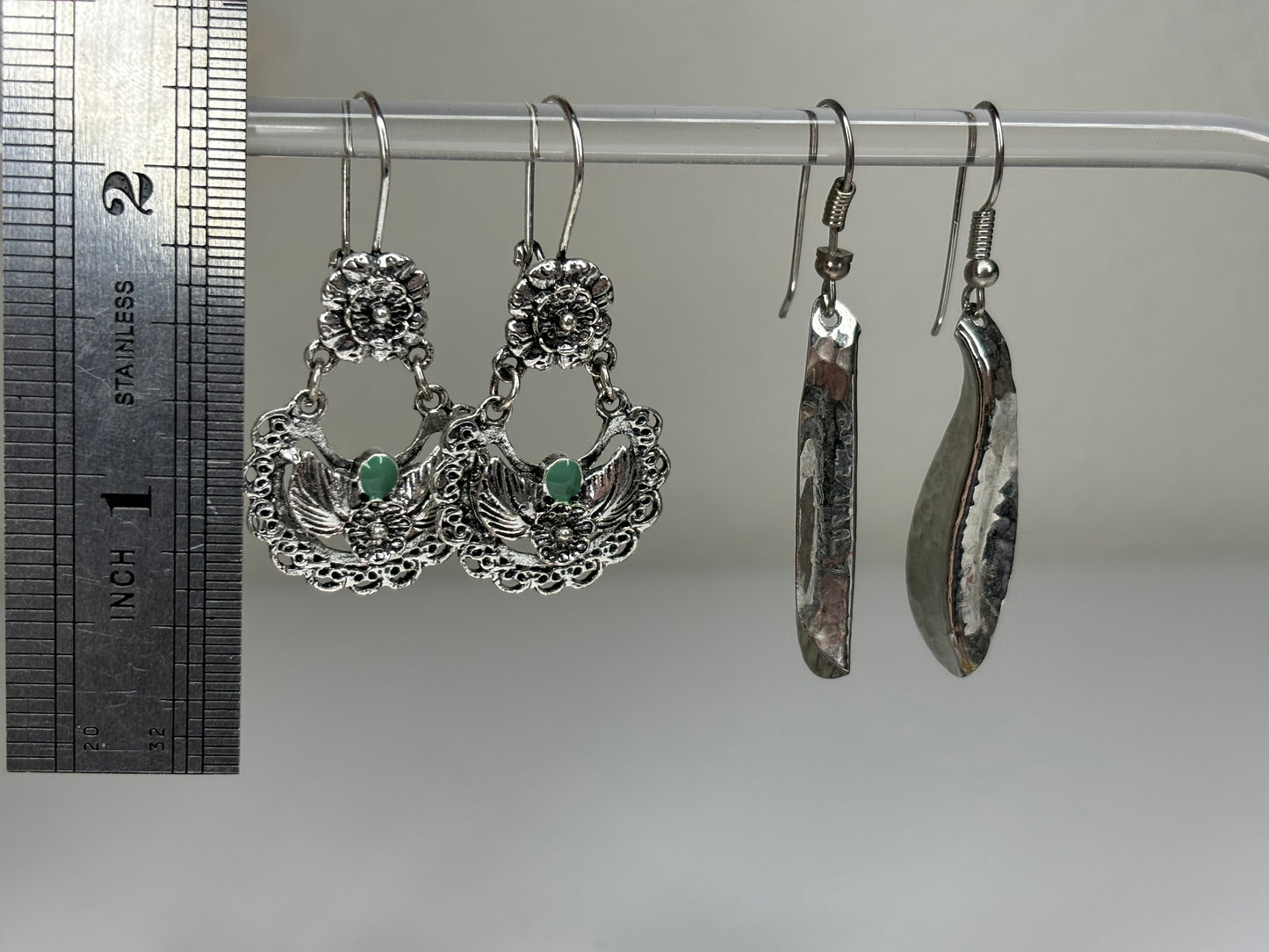 Set of Silver Tone Drop Earrings