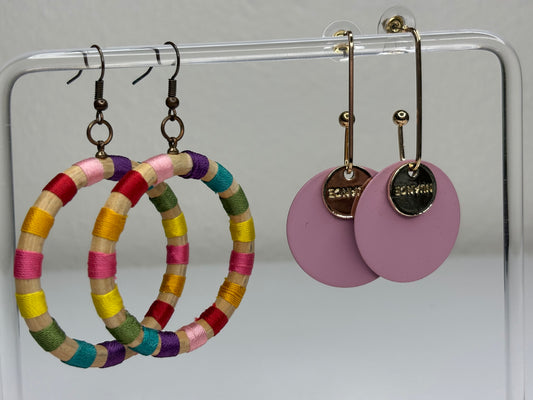 Set of Pink and Colorful Earrings