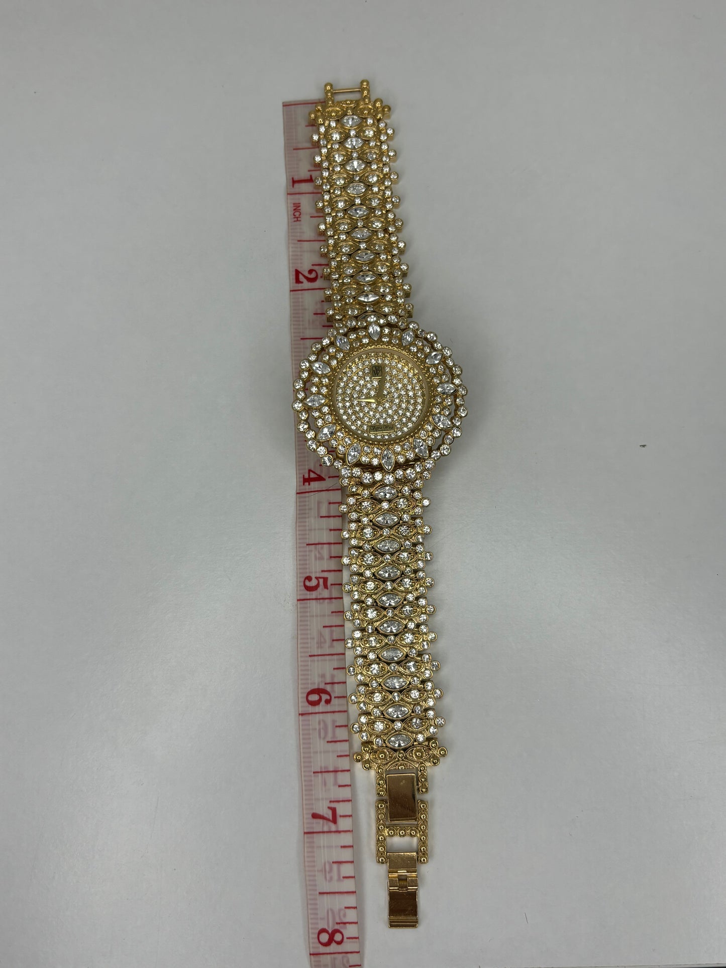 Victoria Wieck Dazzling Gold-Tone Pave Crystal Watch - New Battery