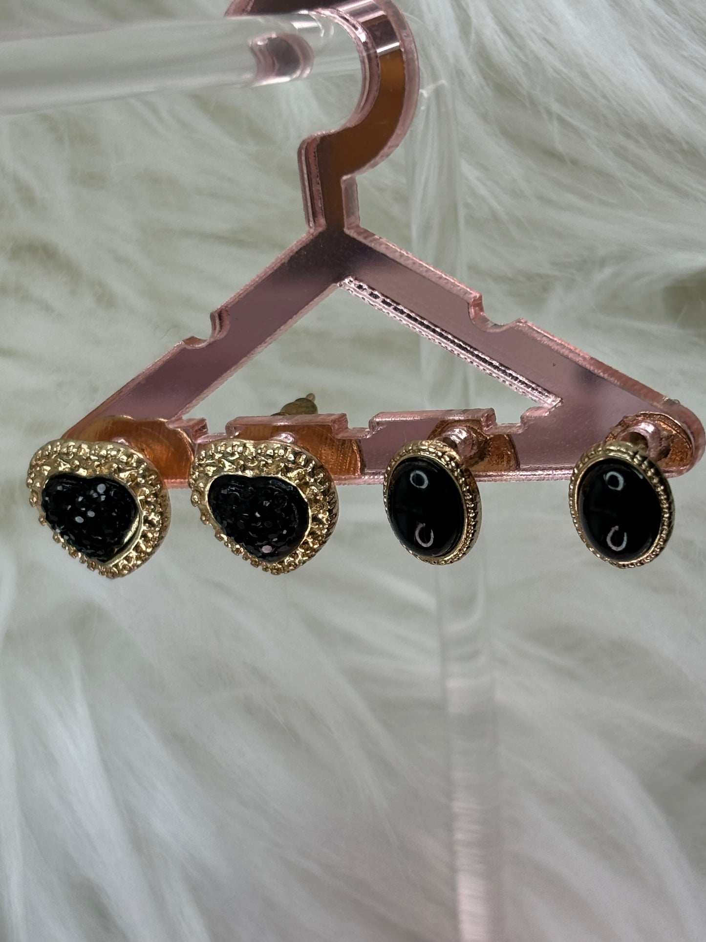 A146 Black and Gold Tone Studded Earrings