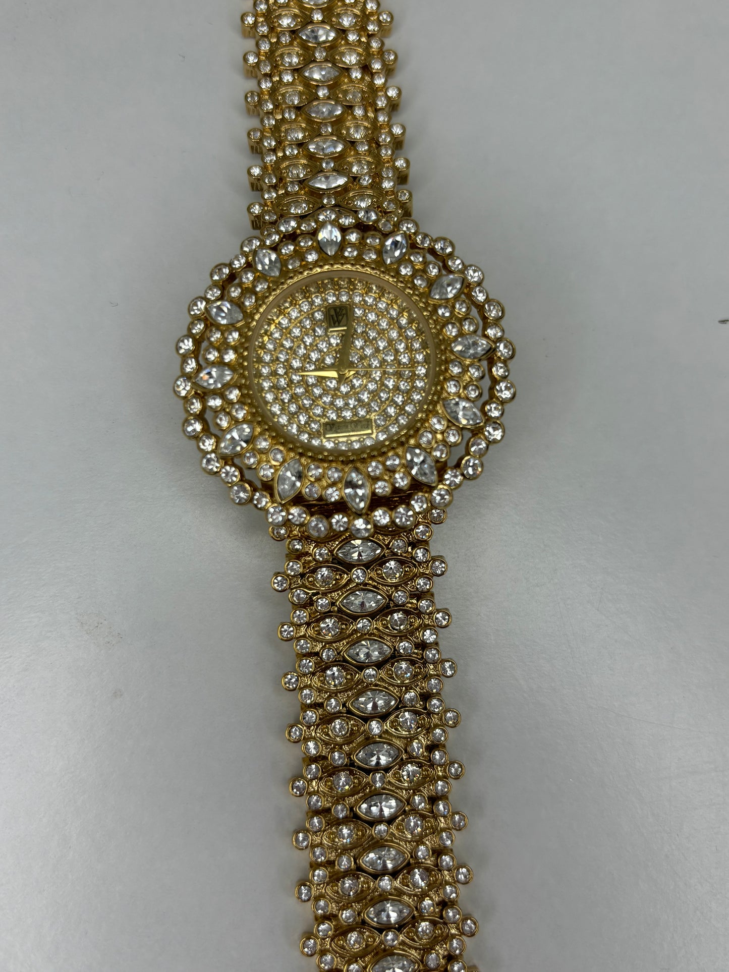 Victoria Wieck Dazzling Gold-Tone Pave Crystal Watch - New Battery