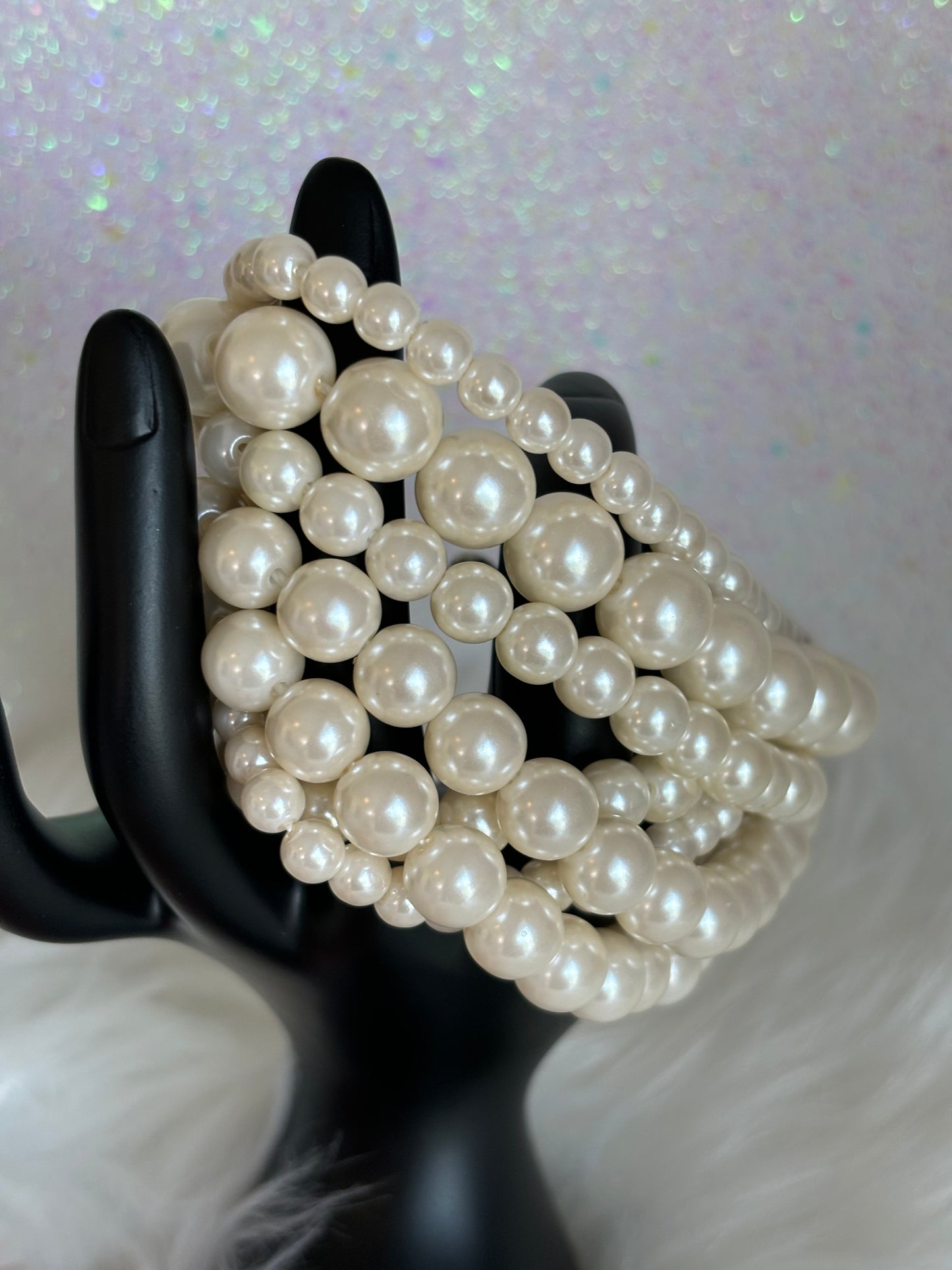 #0095 Vintage Multi Strand Faux Pearl Bracelet