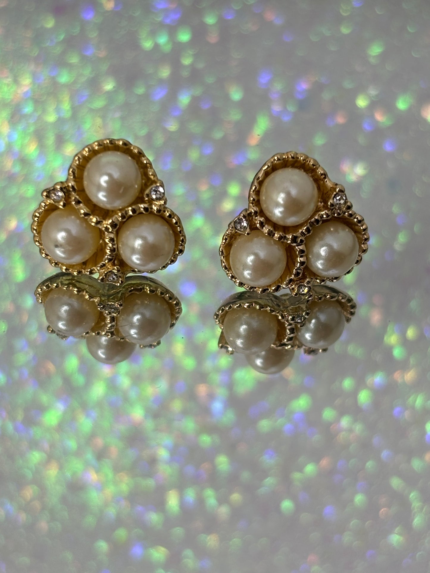 A006 Gold Toned Pearl Earrings Signed