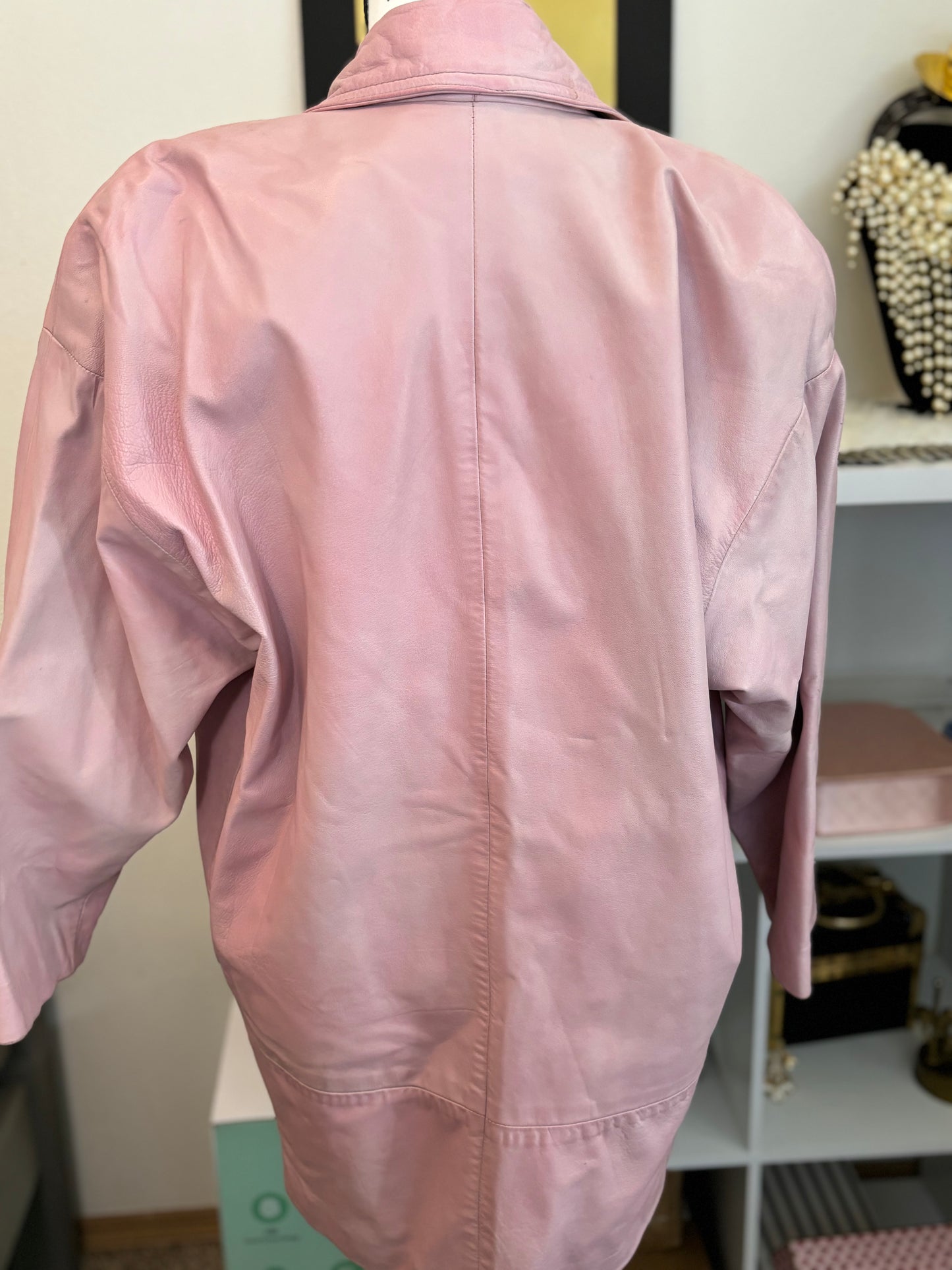 C001 Vakko Pink Leather Jacket Long XS