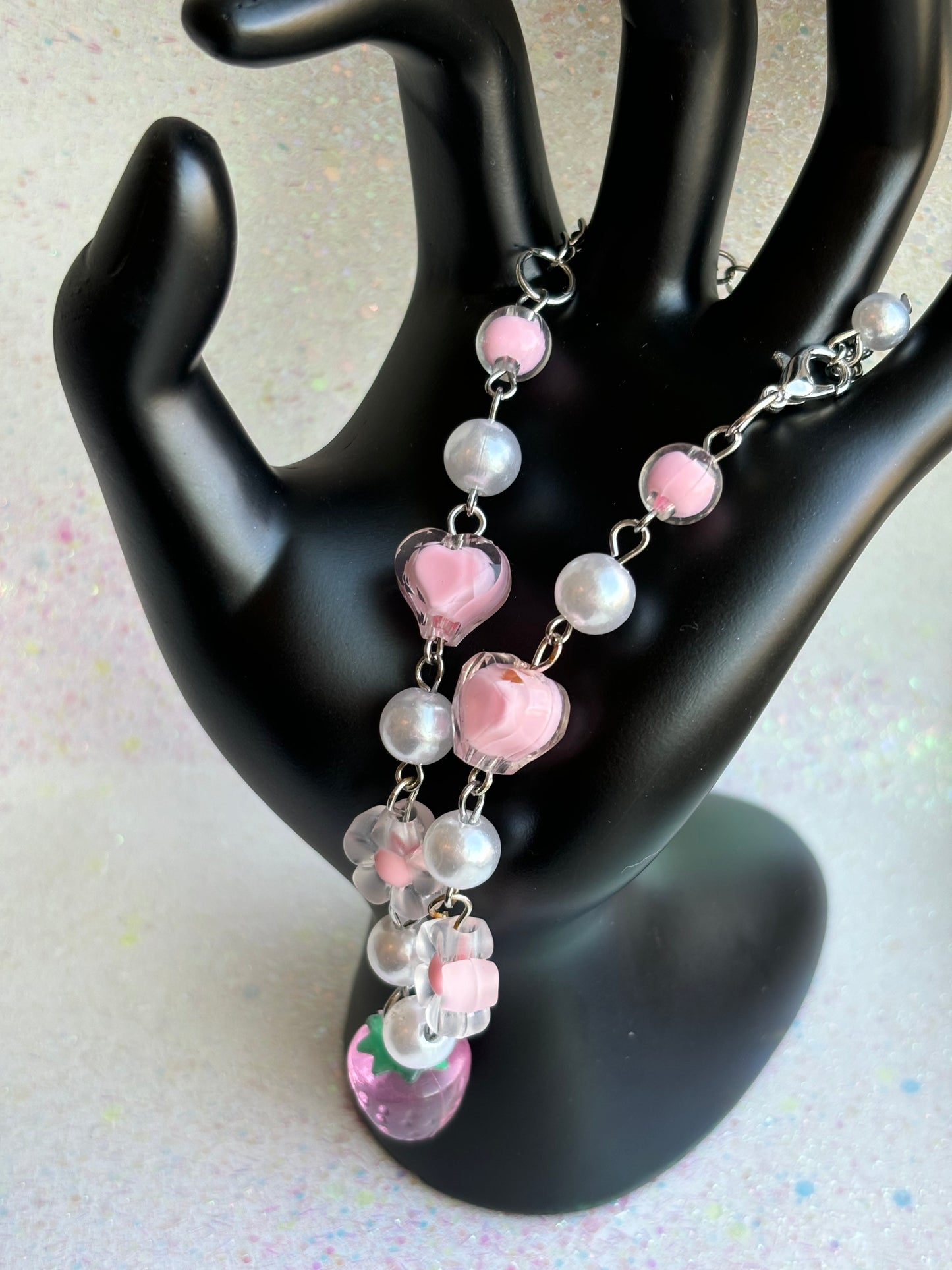 #0091 Strawberry and Pearl Bracelet