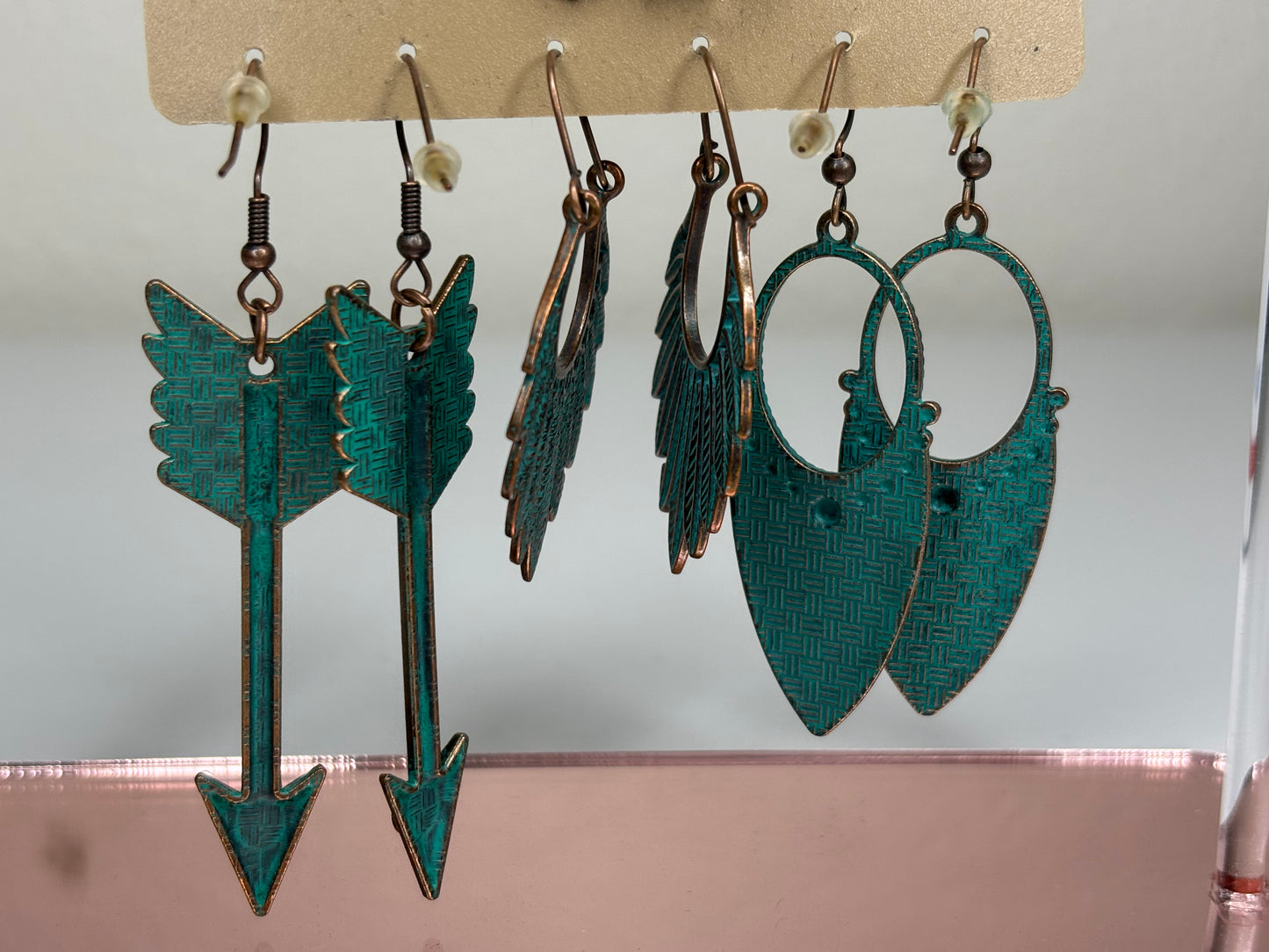 C002 Set of Three Faux Patina Earrings