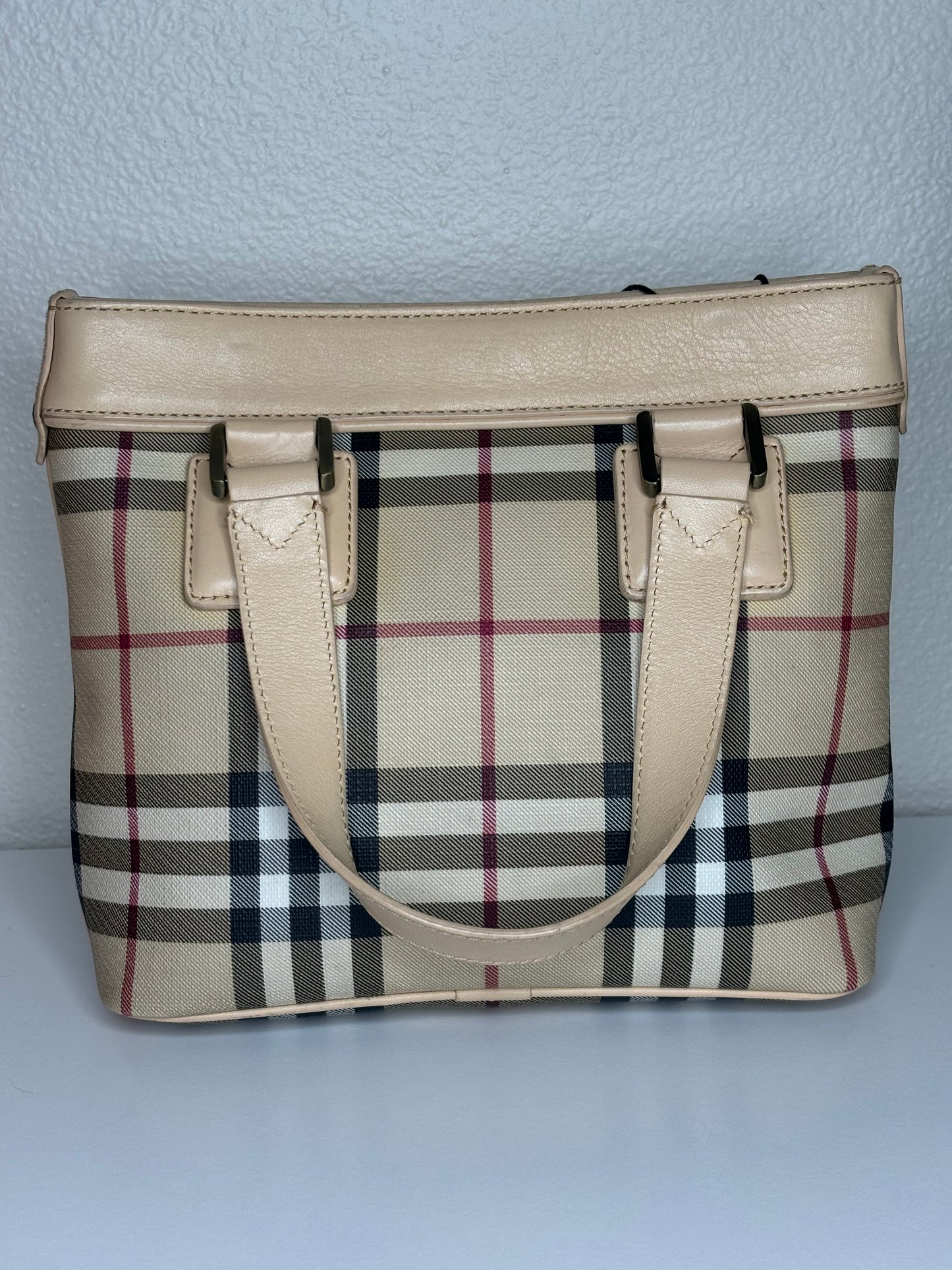 Authentic Burberry Brown House Check Handbag Beige