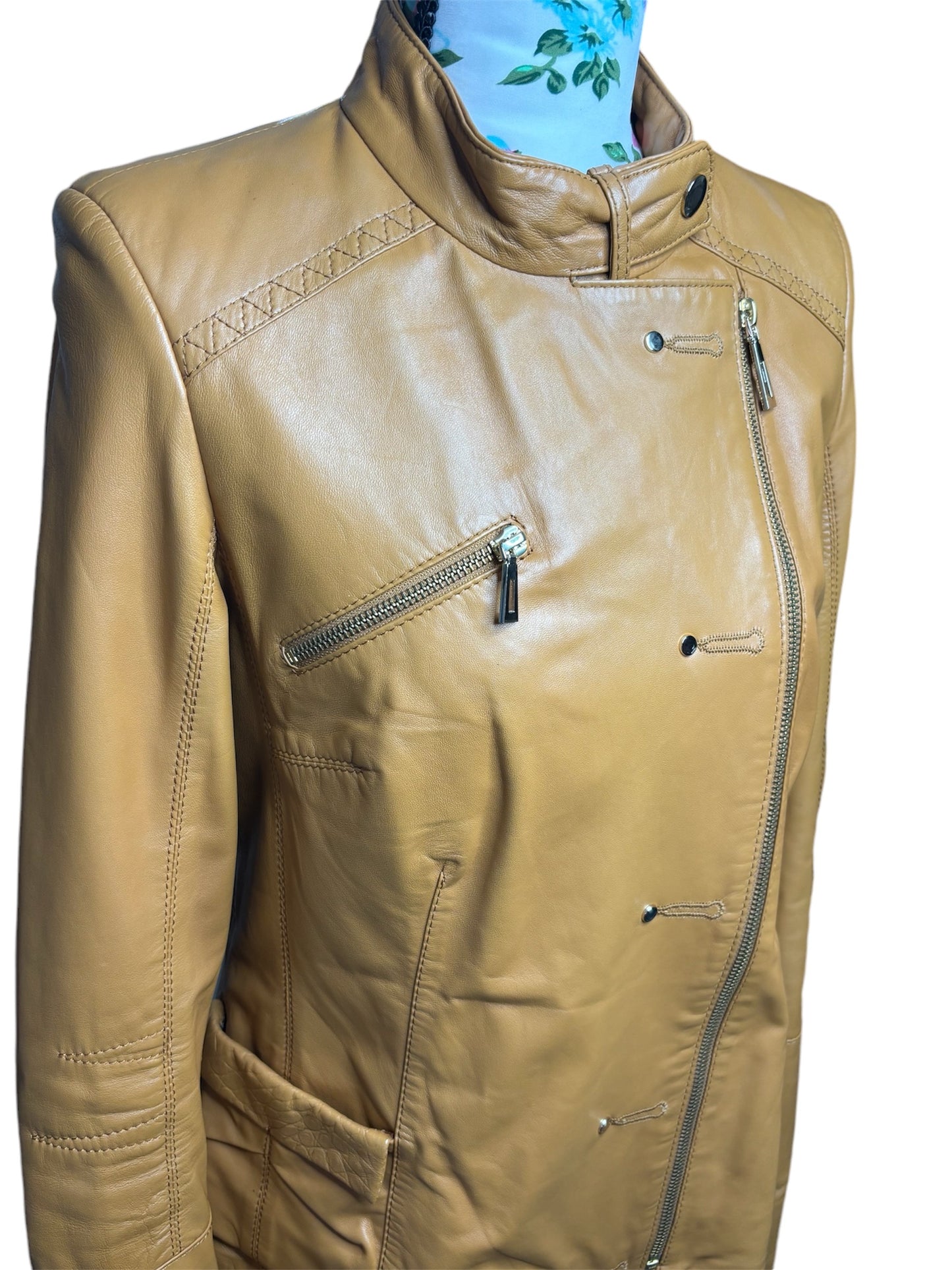 Crossi Yellow Turkish Leather Jacket Sz- M