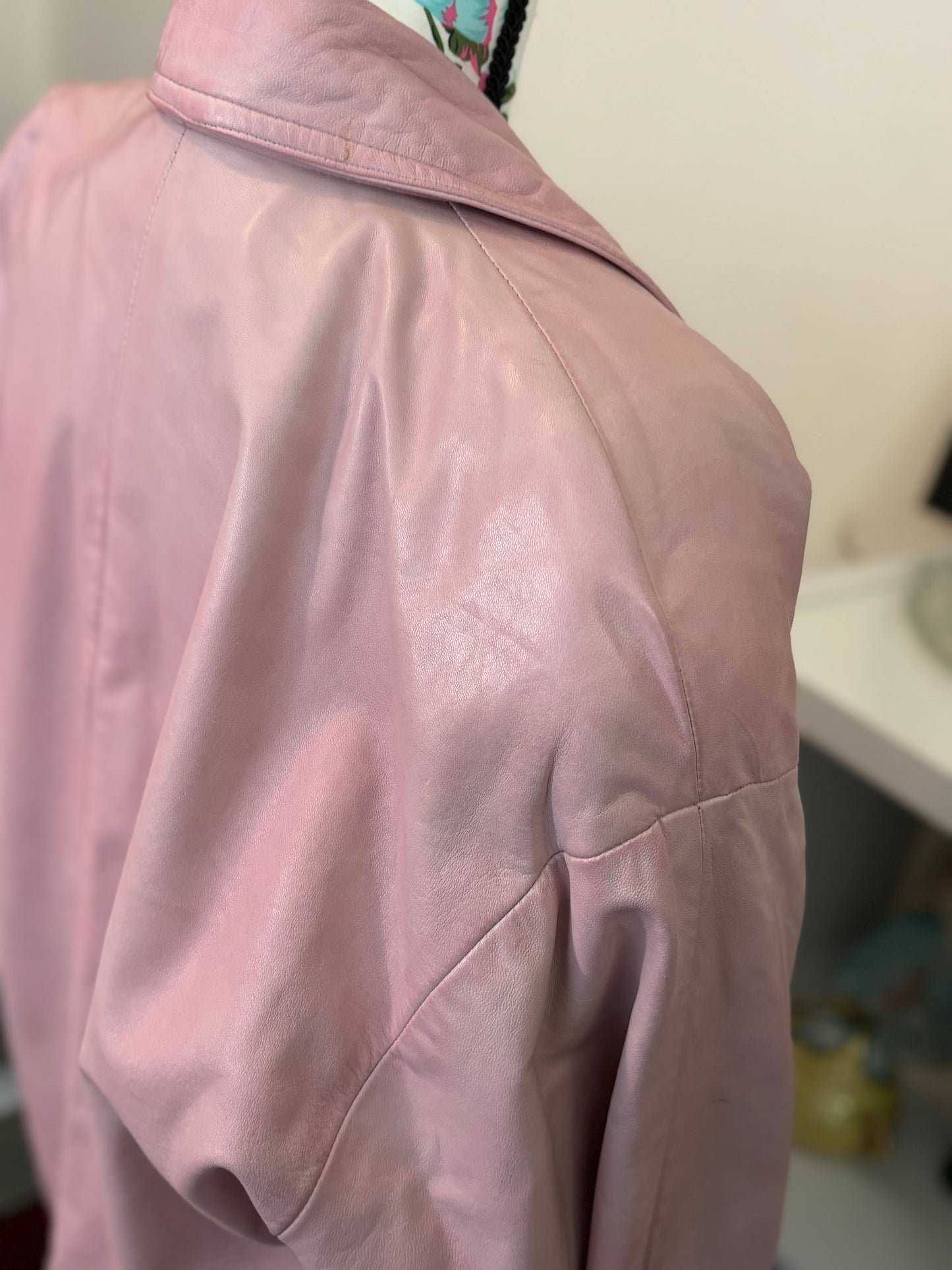 C001 Vakko Pink Leather Jacket Long XS