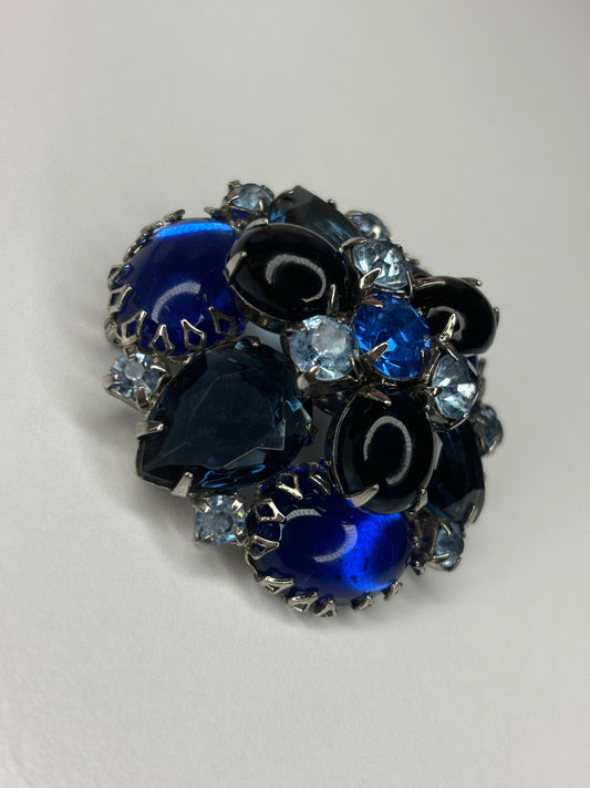 Blue Rhinestone Vintage Brooch