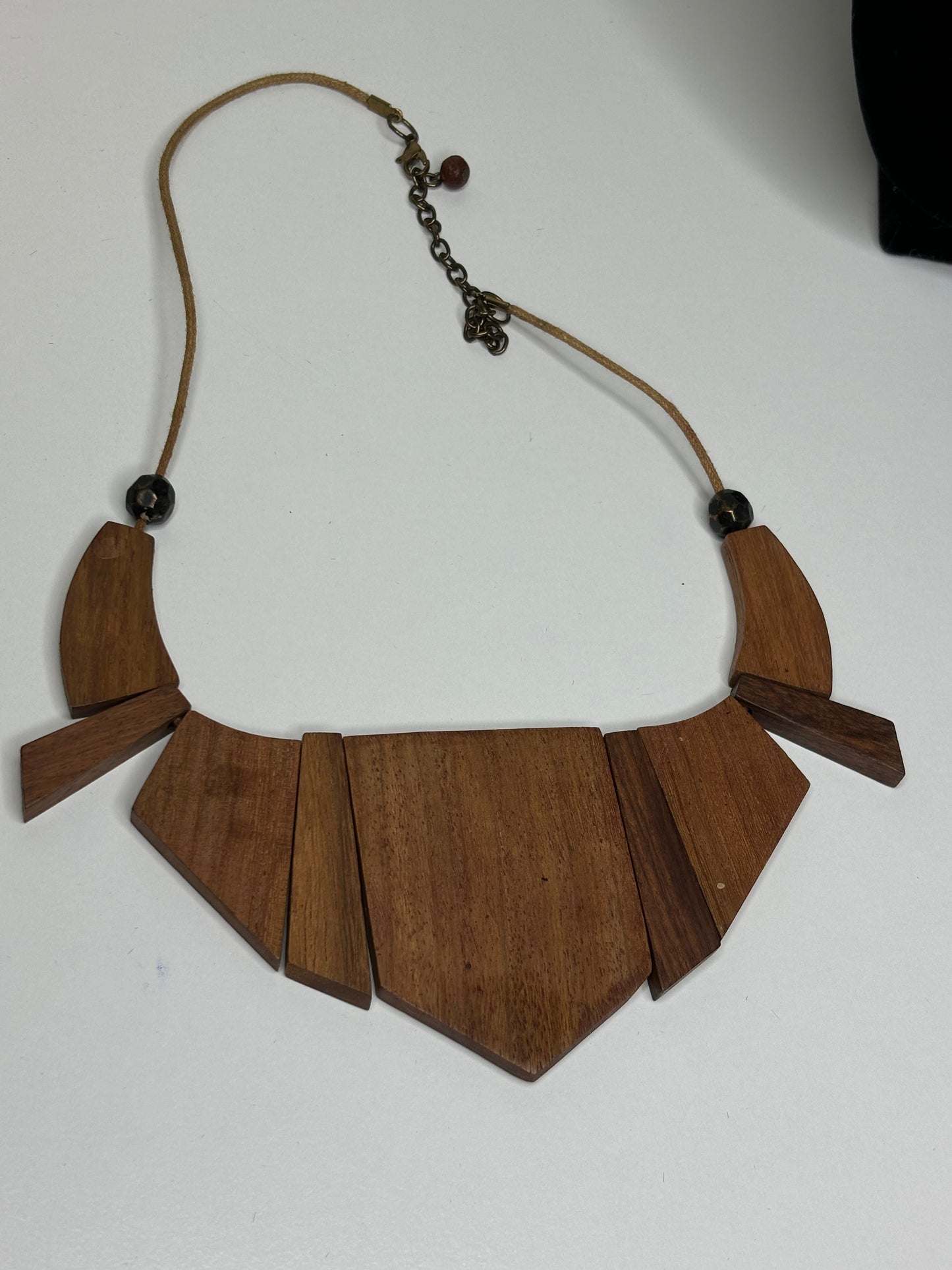 Large Wooden Statement Necklace 16”