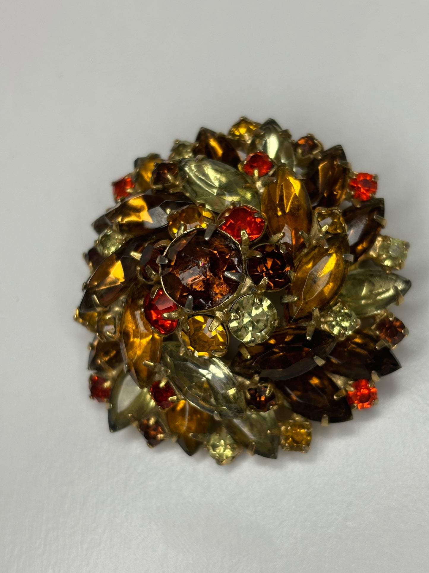 Vintage Rhinestone Brooch Fall Colors