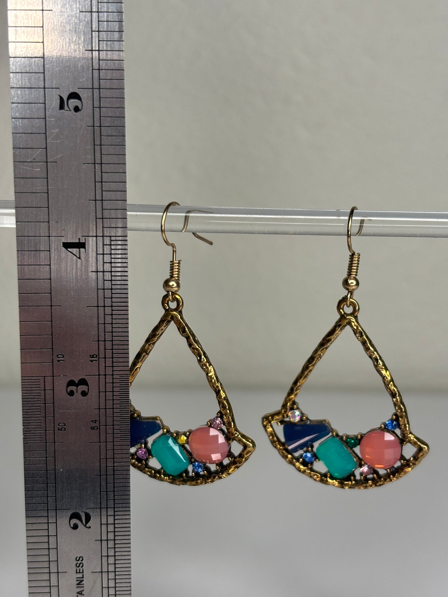 Colorful Gold Tone Drop Earrings