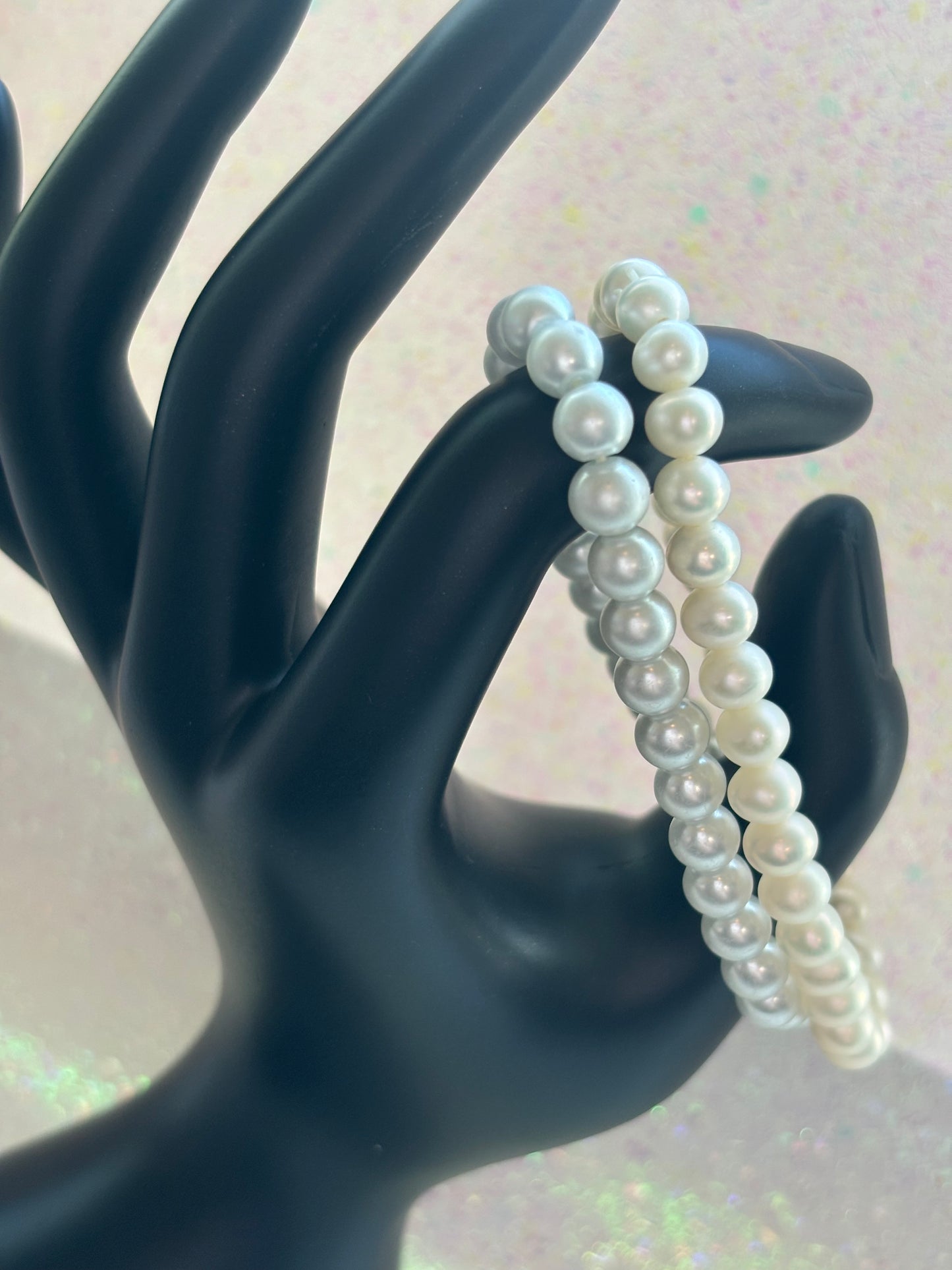 #0099 Two Pearl Bracelets - Stretchy