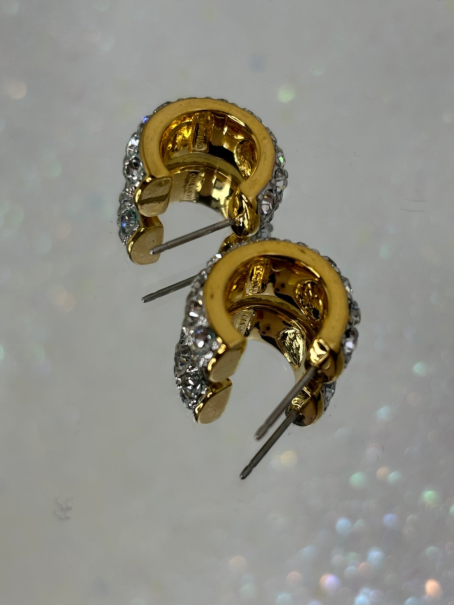 A012 Joan Rivers (signed) Gold Tone and Crystal Earrings