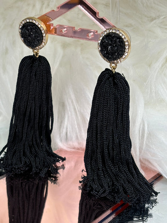 A150 Sugar Fix By Bubble Bar Black Tassel Earrings