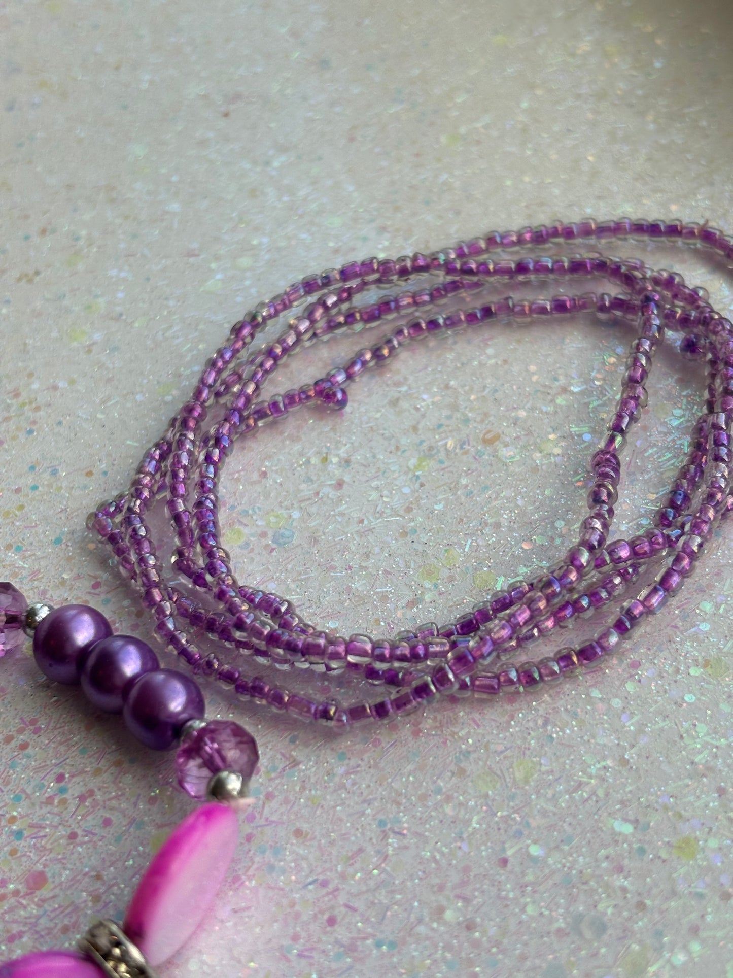 #0033 Purple Pearl and Beaded Bracelets