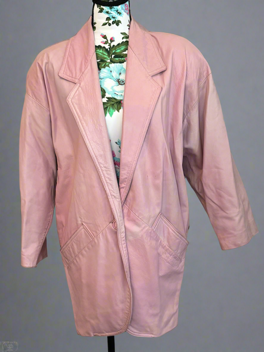 C001 Vakko Pink Leather Jacket Long XS