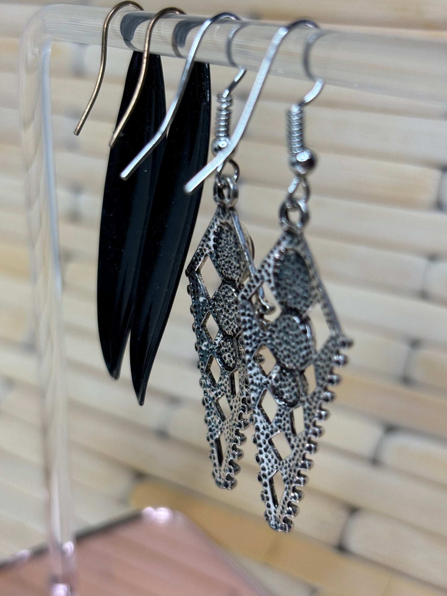 A158 Set of Black Dangle Earrings