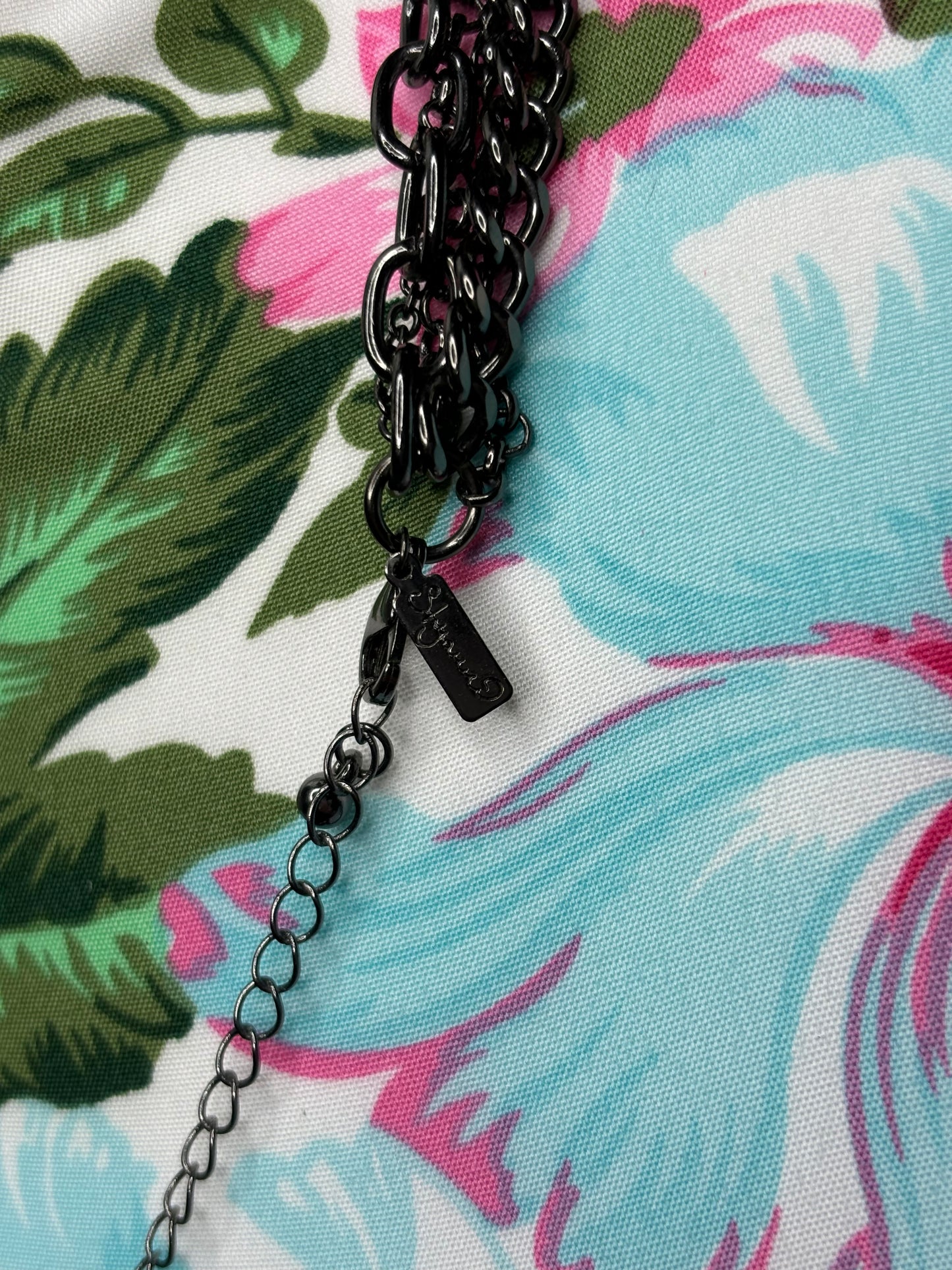 A174 Black Multi Chain and Cross Necklace 18”