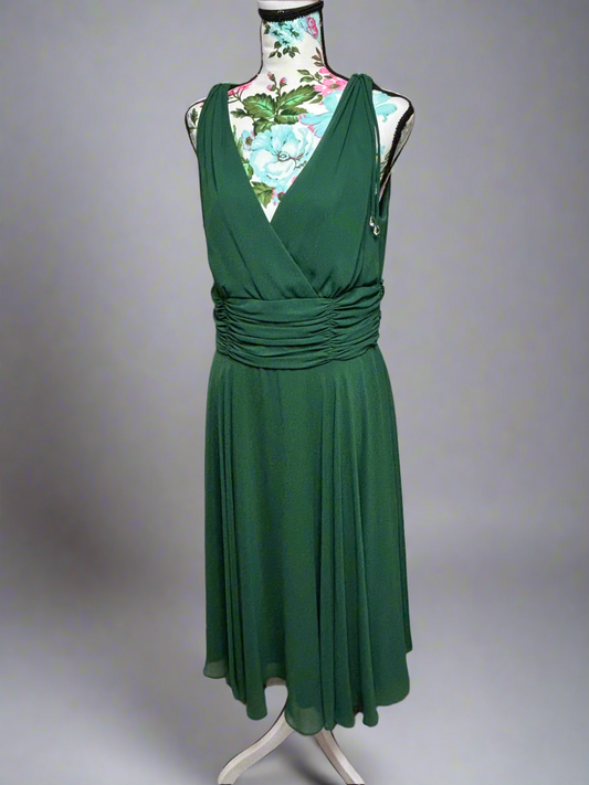 C007 Patra Women’s Green Polyester Chiffon Dress Size 14 - Mid Length