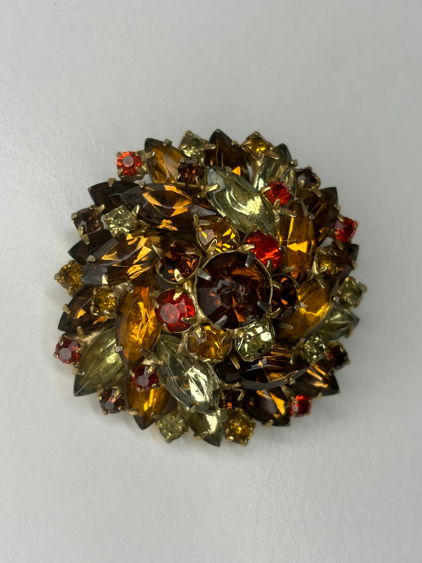 Vintage Rhinestone Brooch Fall Colors