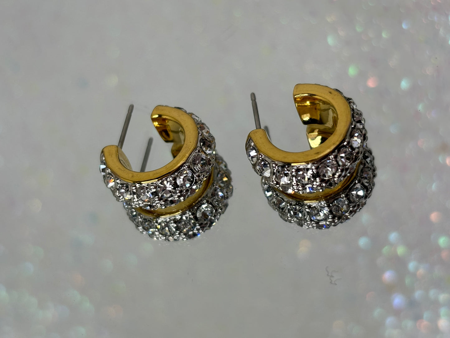 A012 Joan Rivers (signed) Gold Tone and Crystal Earrings