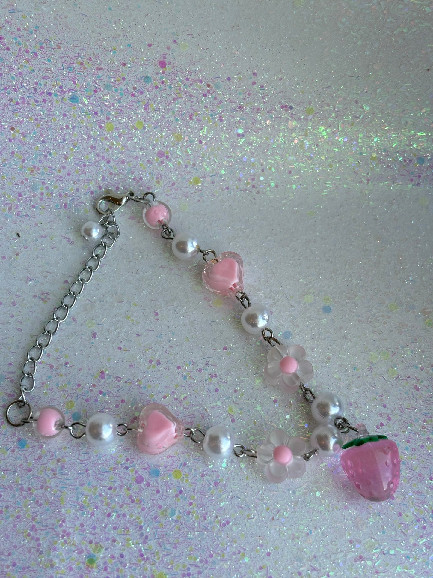 #0091 Strawberry and Pearl Bracelet