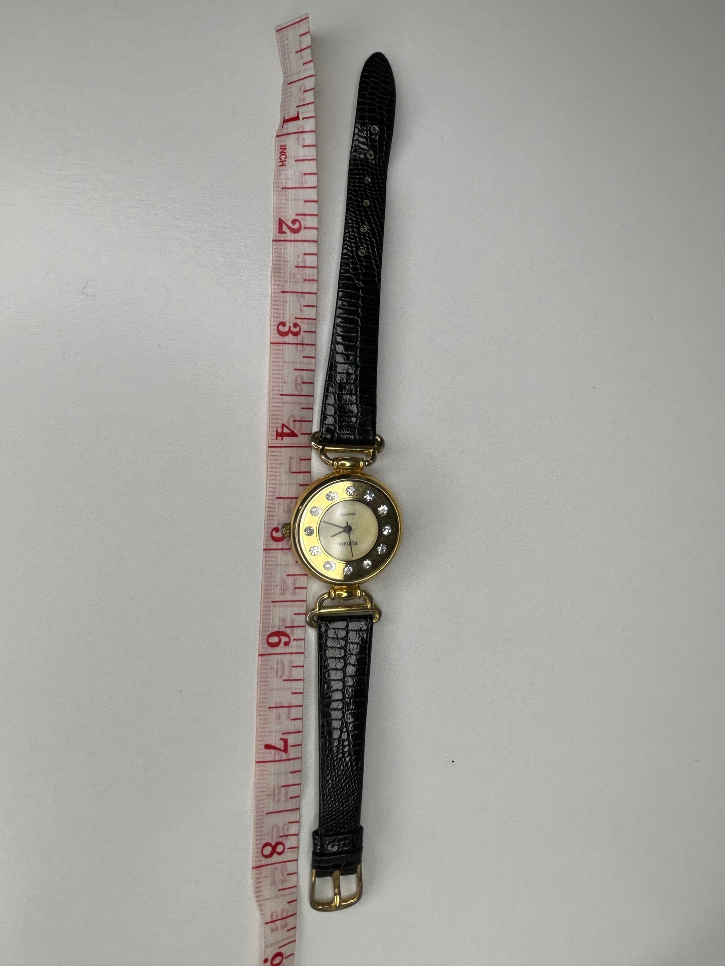 Vintage Women’s Futura Quartz Watch Black Leather Band - New Battery