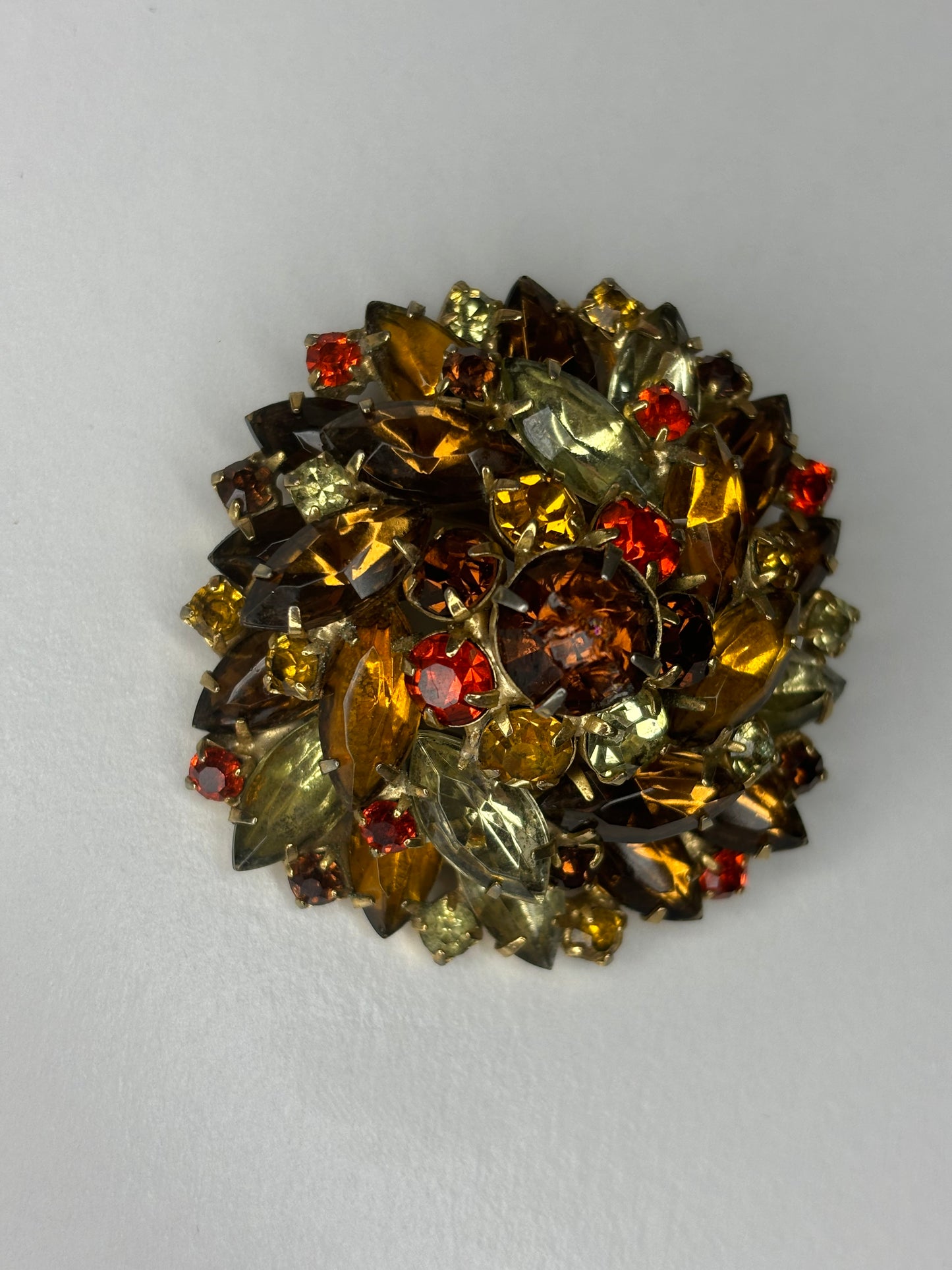 Vintage Rhinestone Brooch Fall Colors