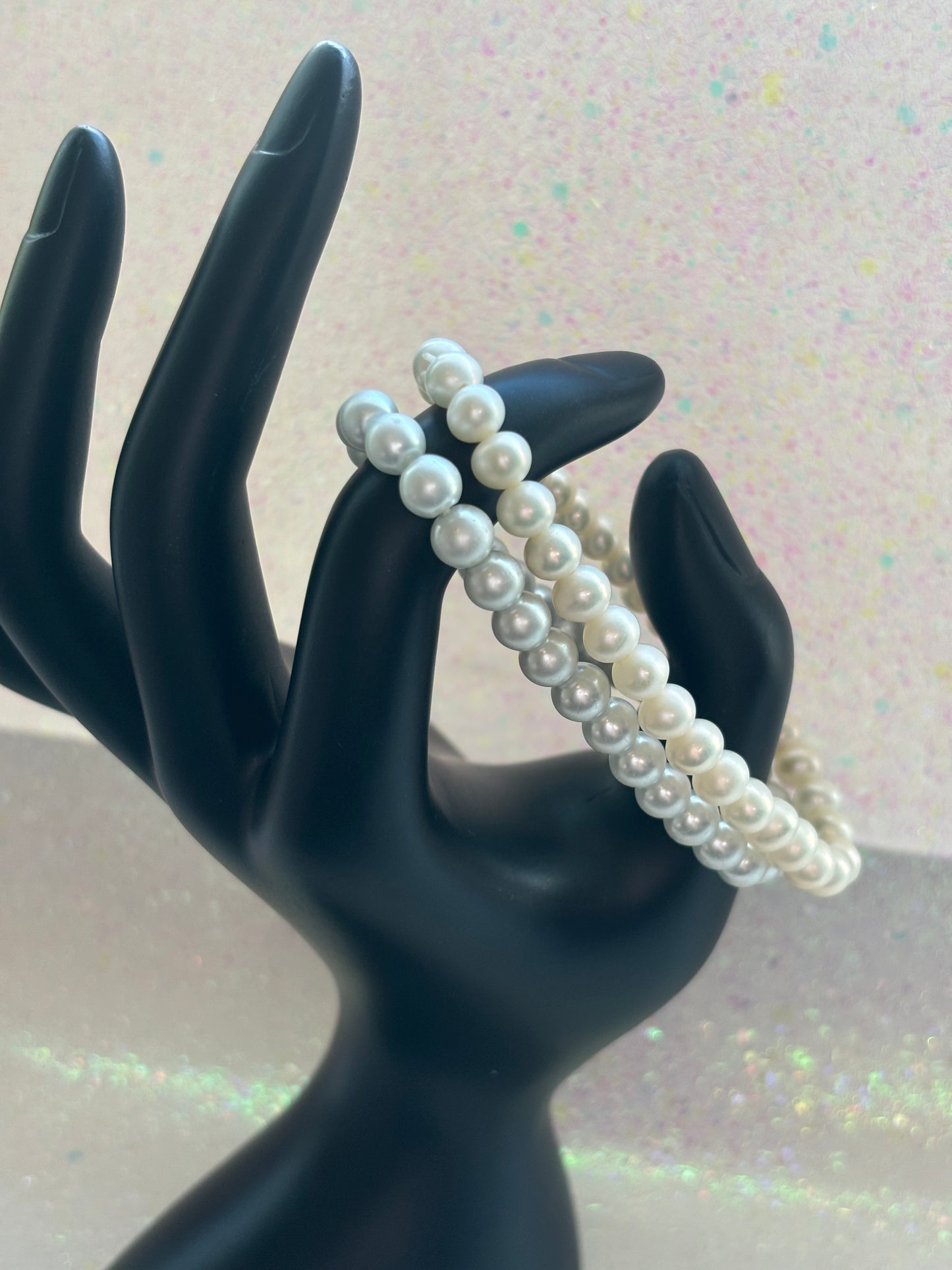 #0099 Two Pearl Bracelets - Stretchy