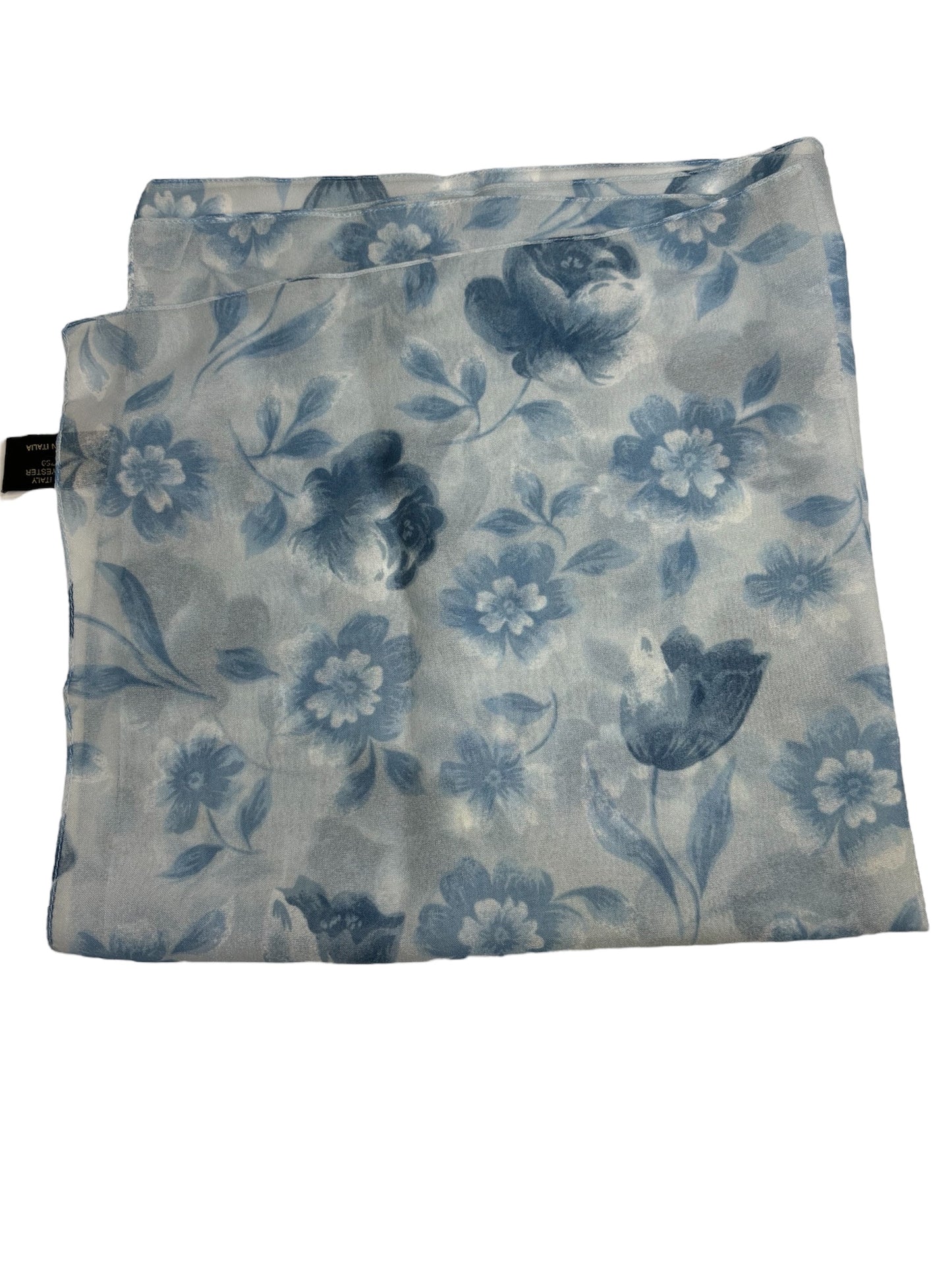 Vintage Blue Floral Scarf Set – 3-Pack (One Made in Italy) 24”x 24”