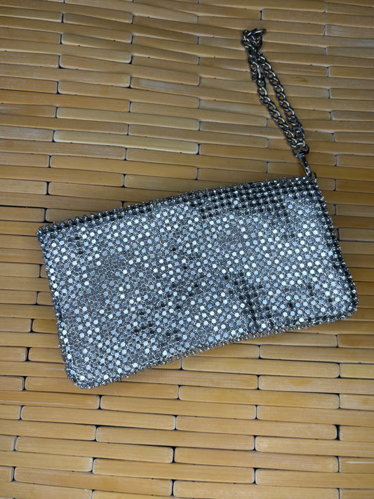 Nordstrom Silver Mesh Purse 8”x 4”