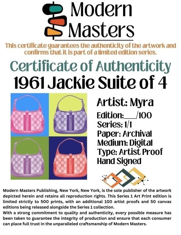 Modern Masters 1961 Jackie Suite of 4 Limited Edition Artist Proof