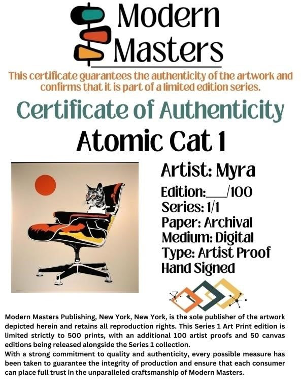 Modern Masters Atomic Cat 1 Limited Edition Signed Artist Proof