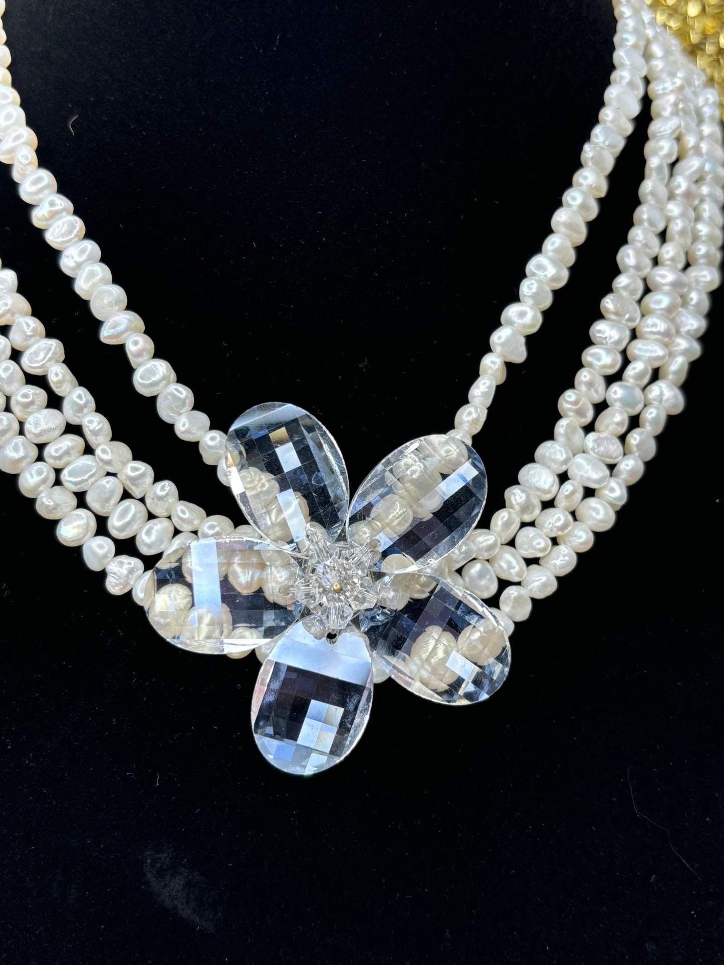 #0031 Stunning Multi-Strand Pearl and Flower Necklace