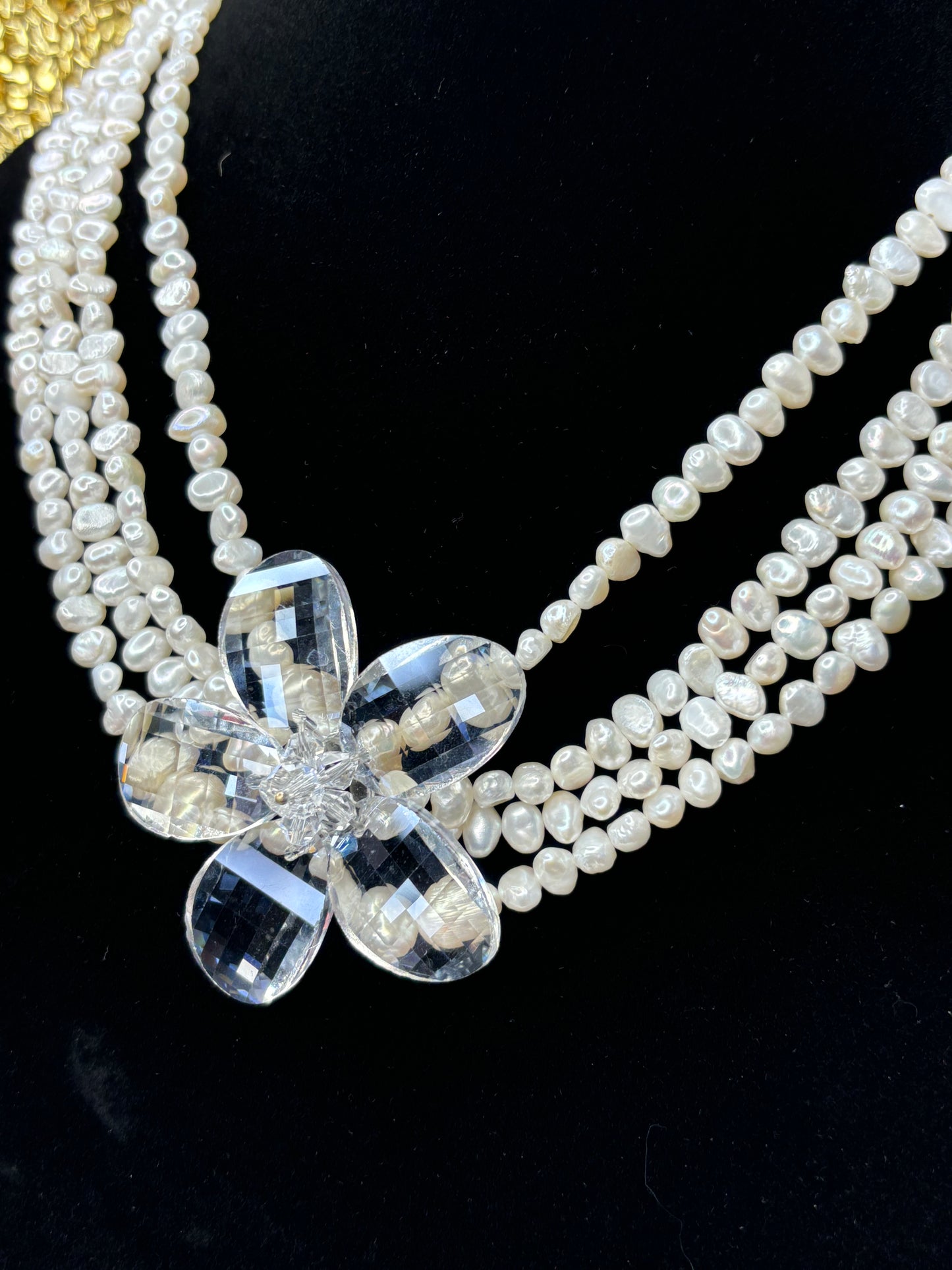 #0031 Stunning Multi-Strand Pearl and Flower Necklace