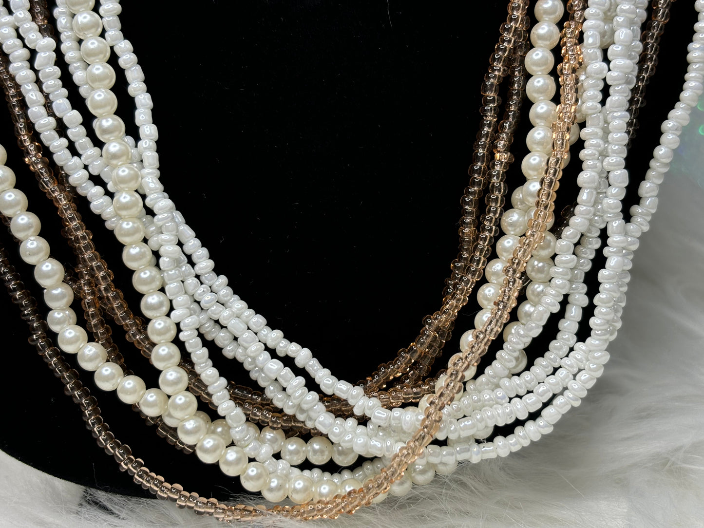 #0007 Beaded and Pearl Multi-Strand Necklace