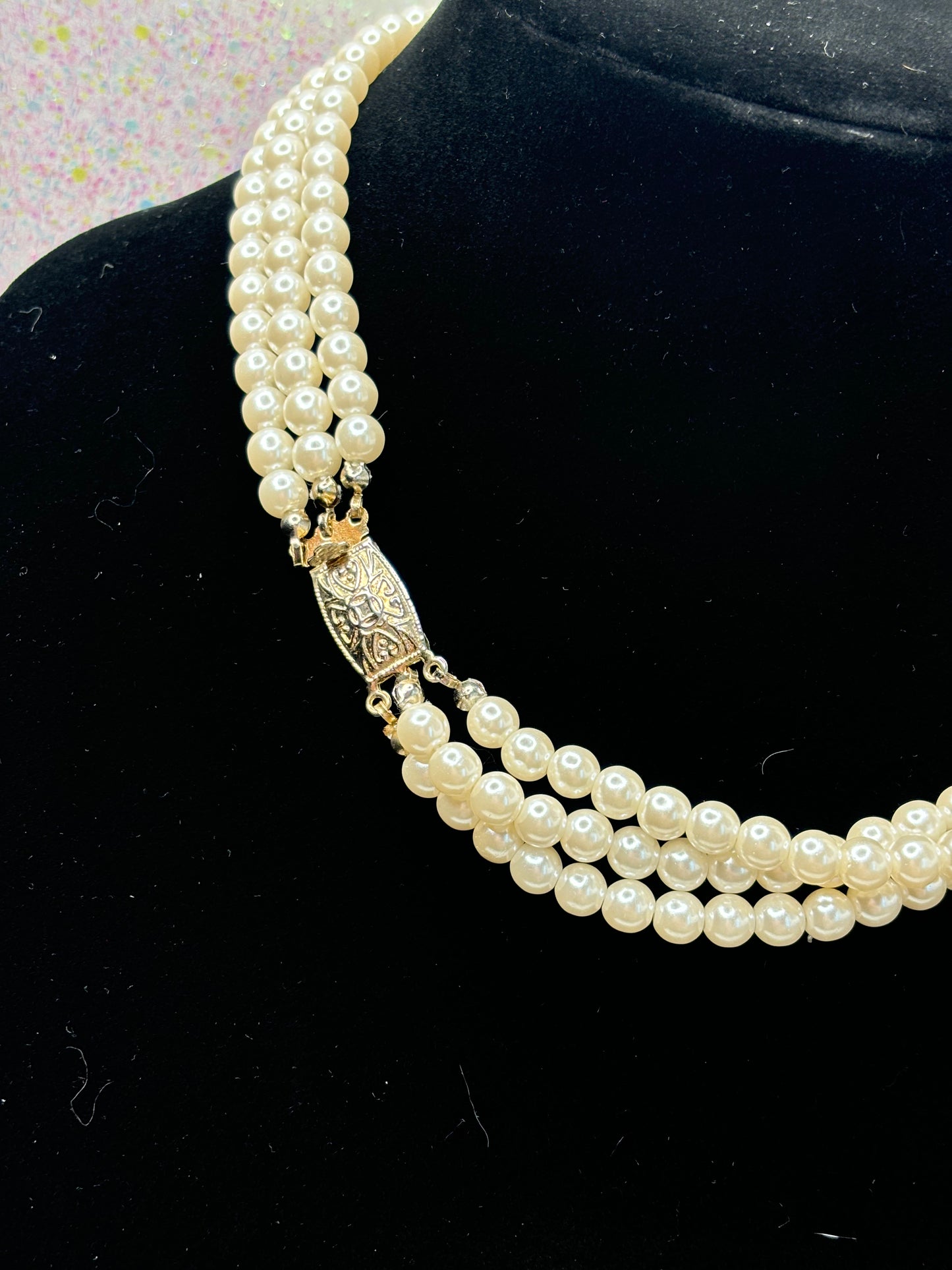 #0010 Faux Pearl & Rhinestone Necklace