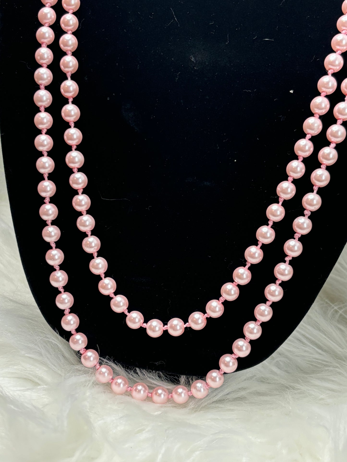 #0029 62" Pink Pearl Necklace Long