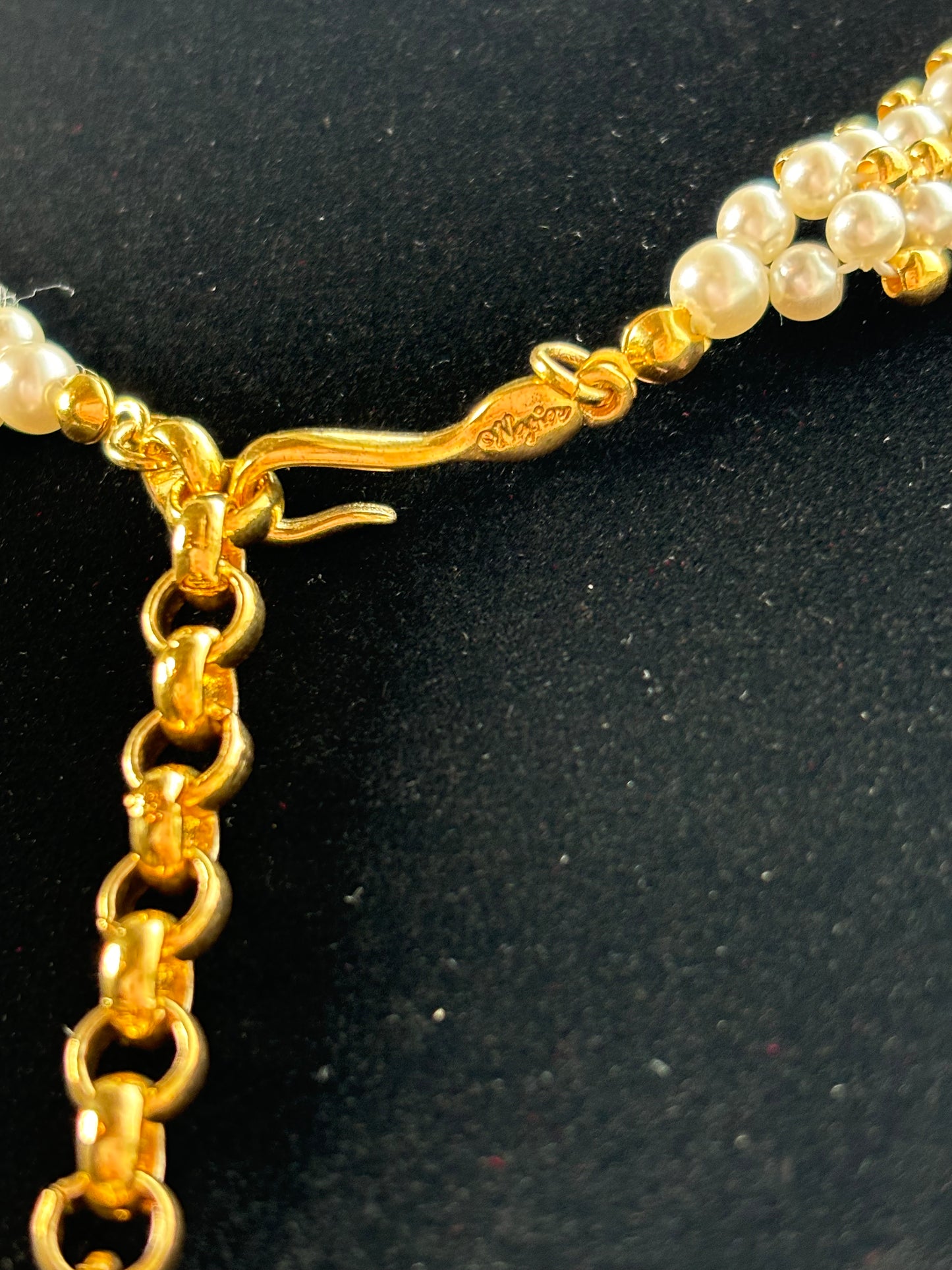 #0057 Napier (signed) Gold Toned Pearl Necklace