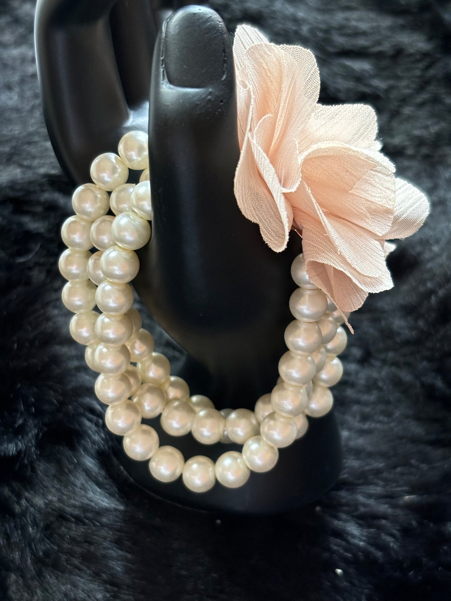 #0042 Chiffon Flower Pearl Bracelet